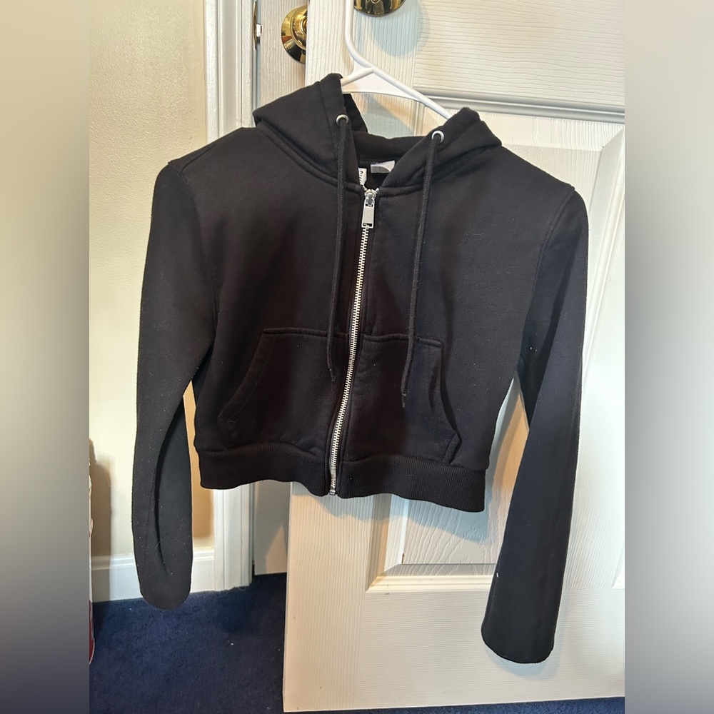 Cropped zip up hoodie
